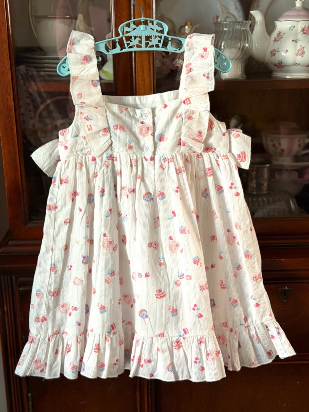 Girls White Sundress/birthday party dress with matching Birthday hat - Picture 8 of 16